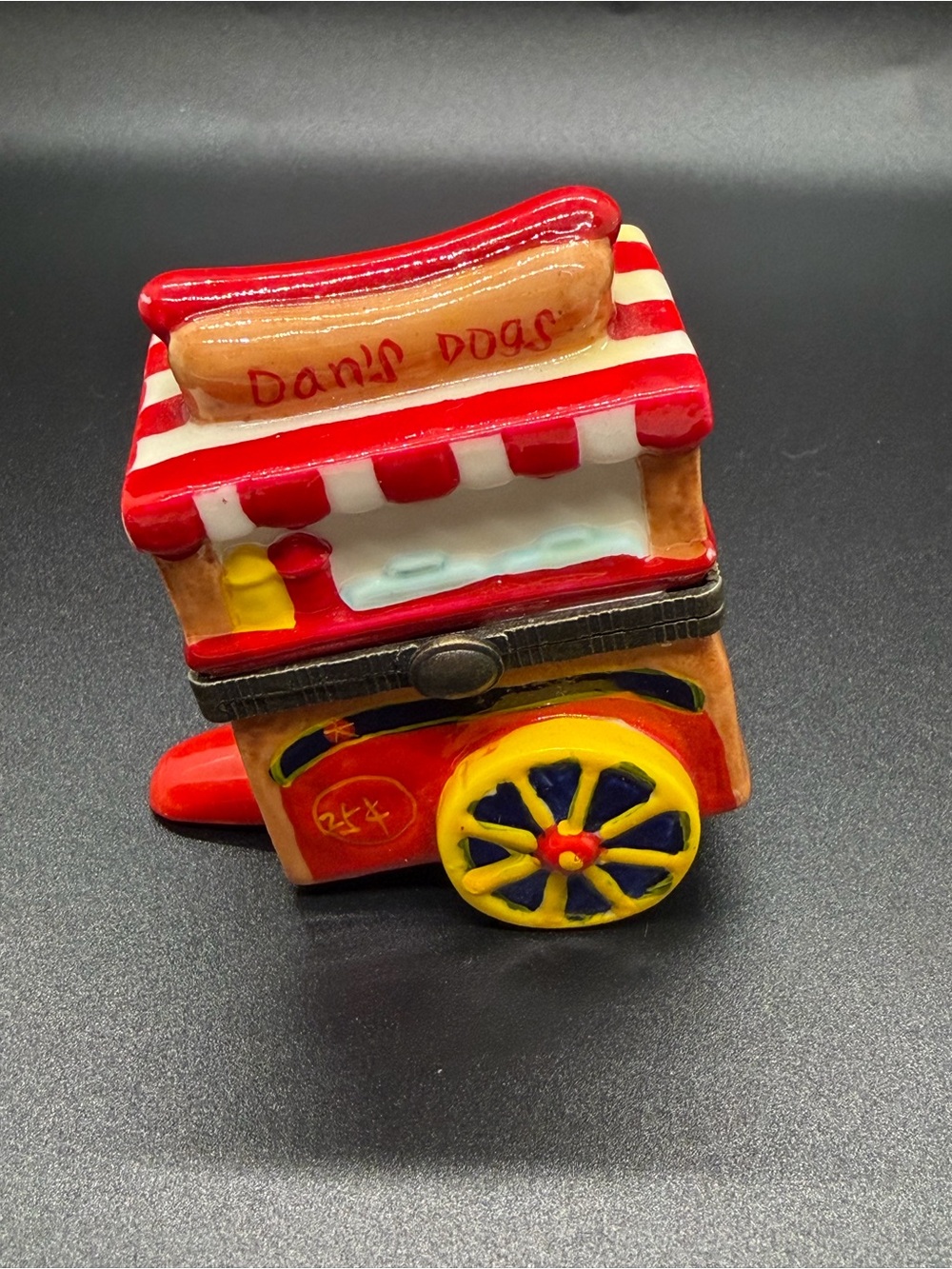 Hotdog Stand Cart Hinged Trinket Box With Hotdog Trinket - Picture 2 of 6